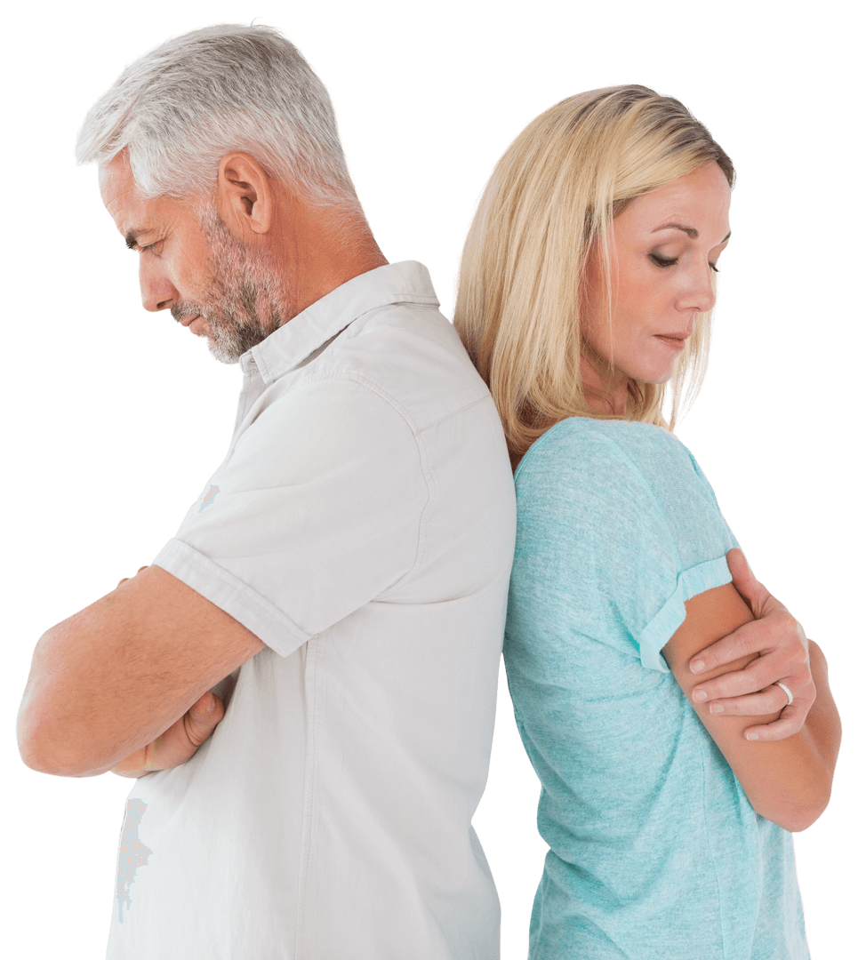 Transparent Unhappy Couple Back to Back Conflict