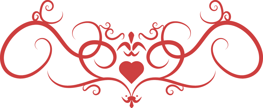 Elegant Red Heart Ornament on Transparent Background