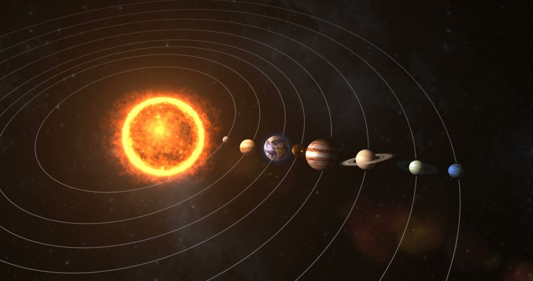 Solar System with Orbit Lines Highlighting Planetary Alignment - Free Images, Stock Photos and Pictures on Pikwizard.com