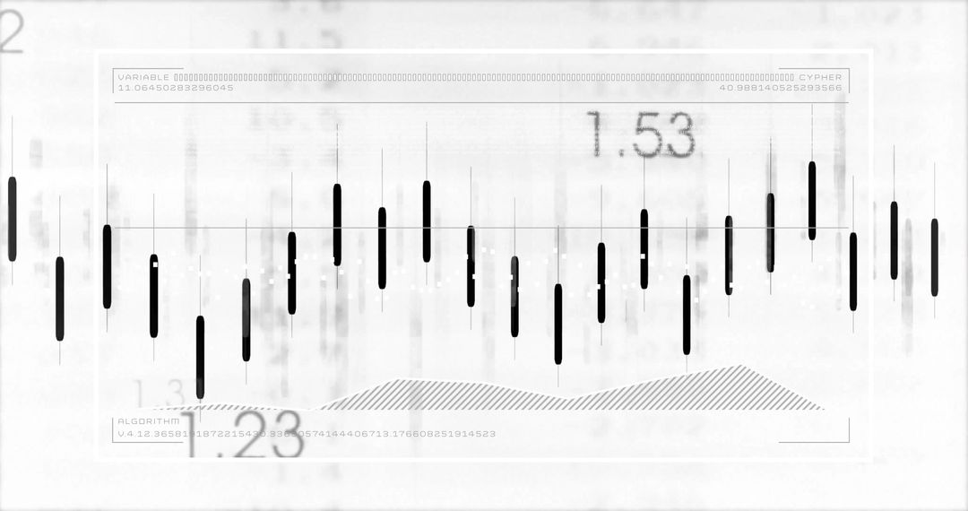 Abstract Monochrome Data Science Dashboard with Candlestick Bars