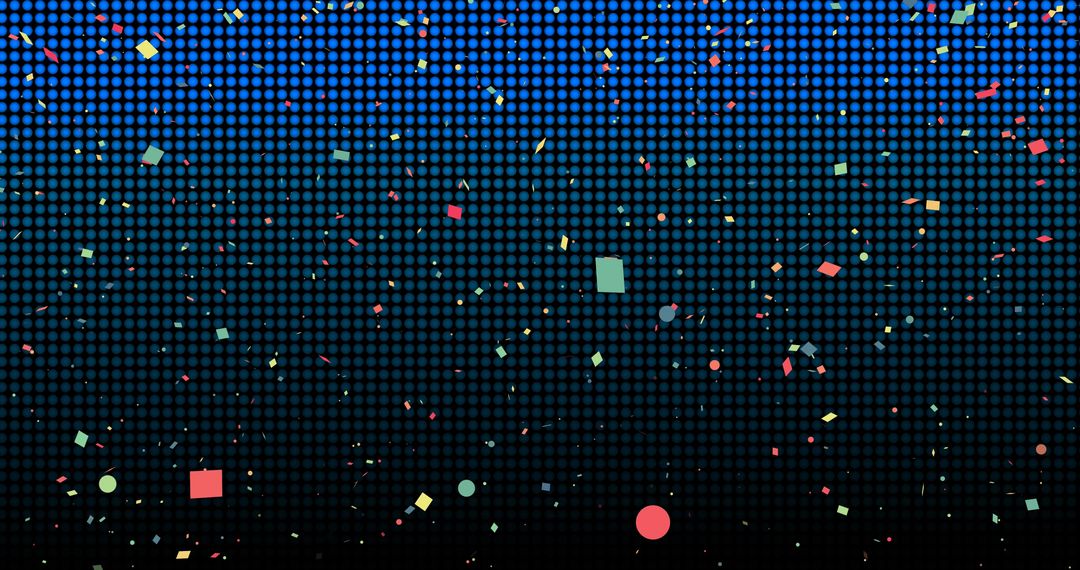 Colorful Confetti with Gradient Dots on Blue Background
