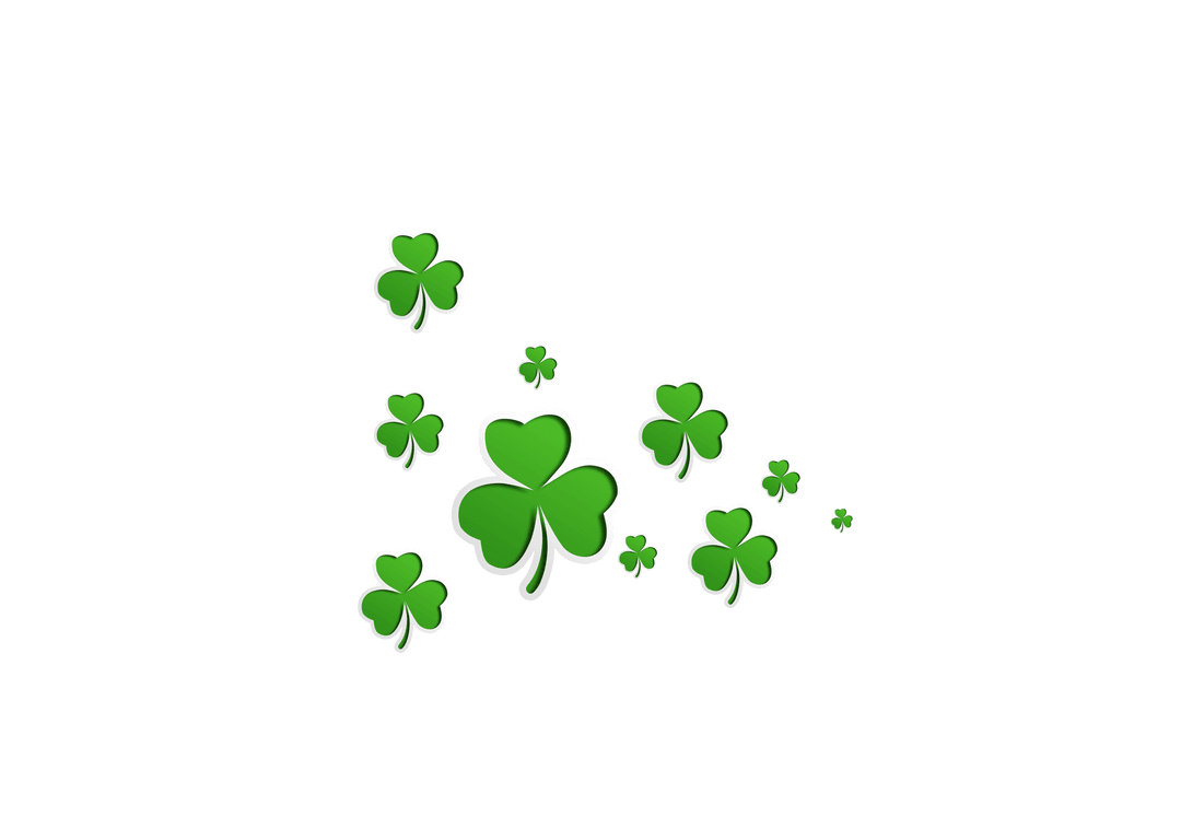 Green Clover Luck Symbols on Transparent Background Vector