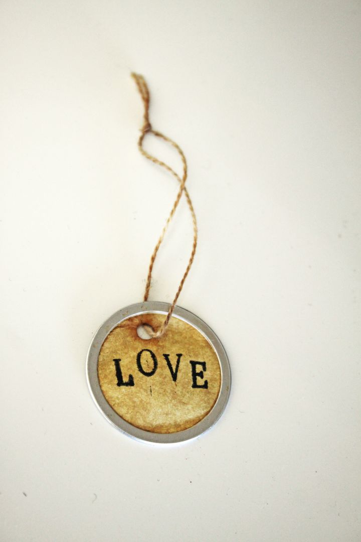 Rustic Love Tag with Twine and Metal Edge