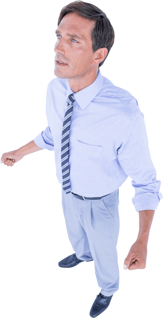 Confident Businessman with Clenched Fists Transparent Background