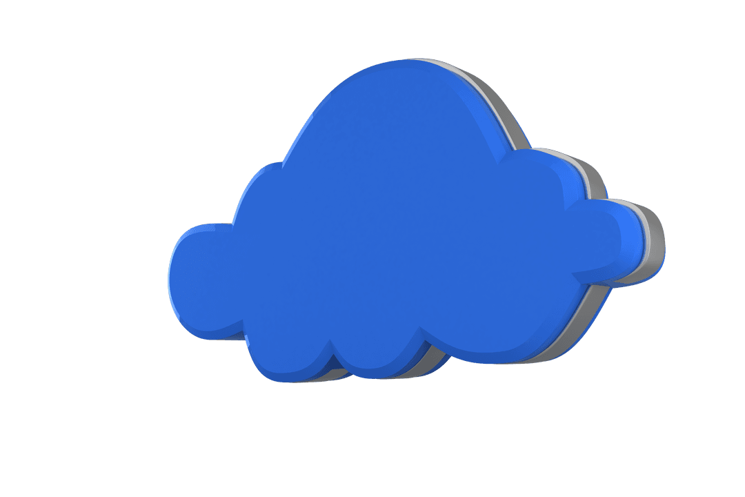 Glossy Blue Cloud Symbol on Transparent Background