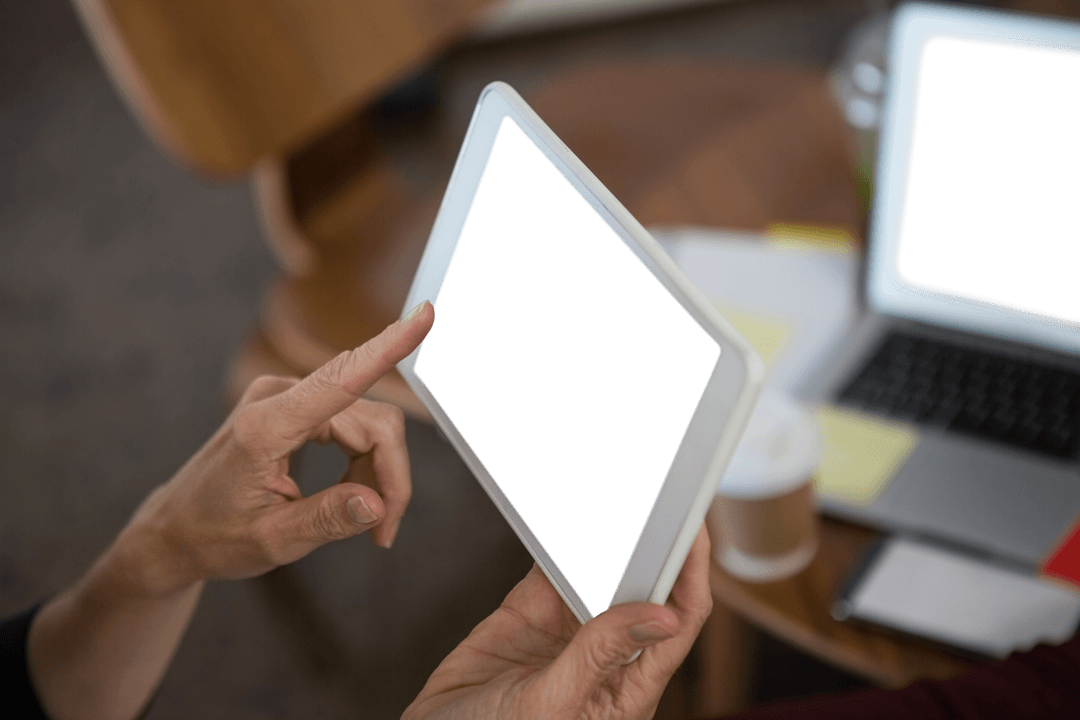 Transparent Touchscreen Tablet in Business Meeting Setting