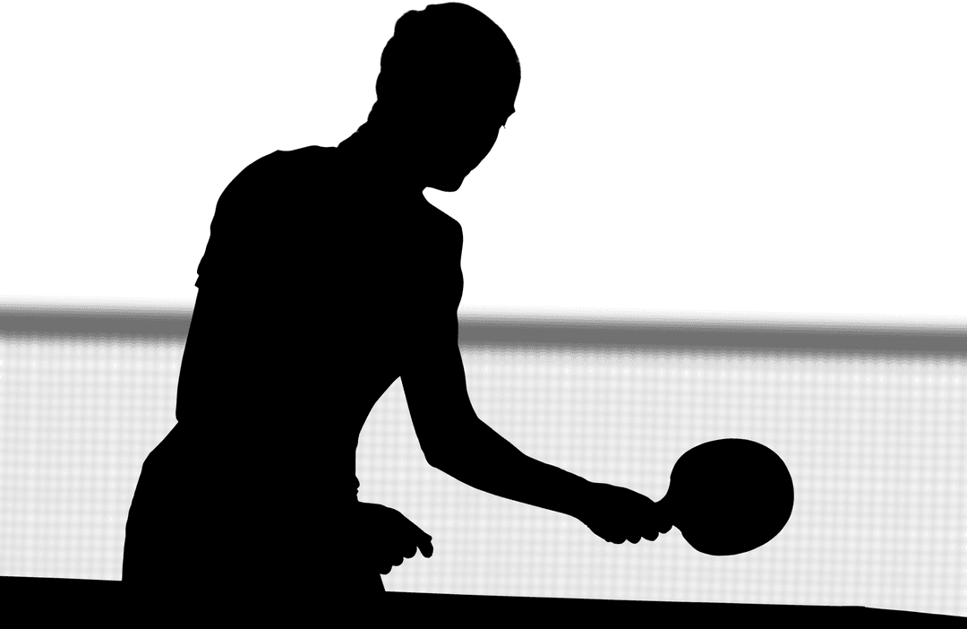 Silhouette of Man Playing Table Tennis Transparent Background