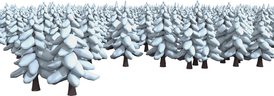 Transparent Snow Covered Christmas Trees creating Winter Wonderland