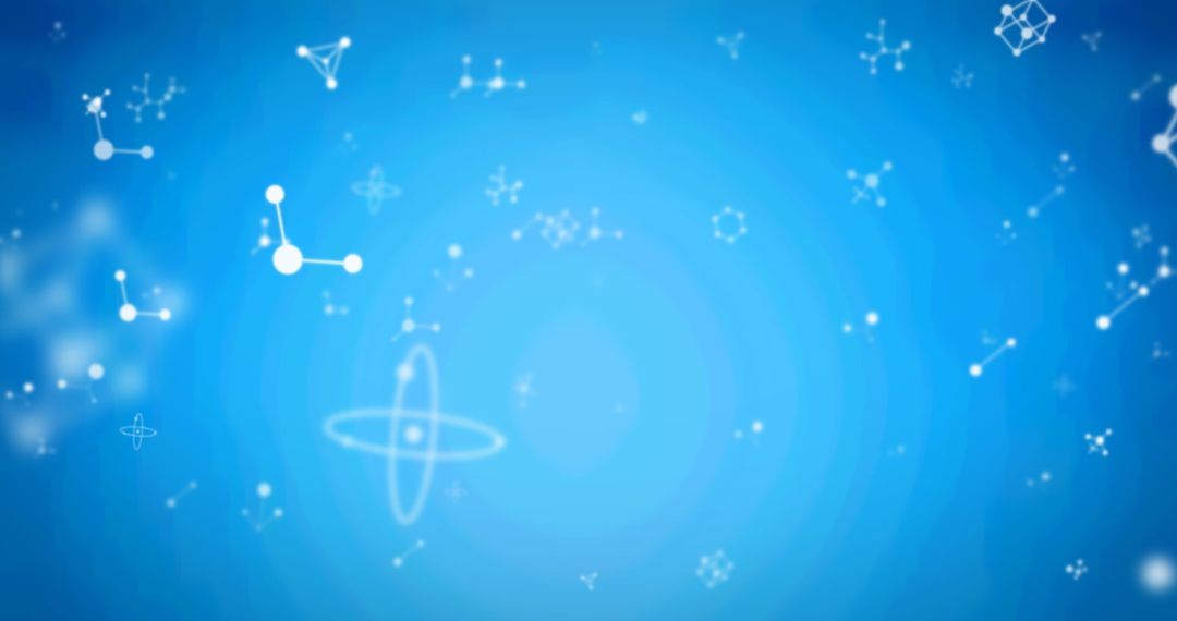 Abstract Molecules Floating on Blue Background