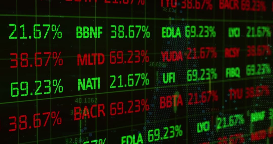 Dynamic Stock Market Digital Display with Increased Percentages
