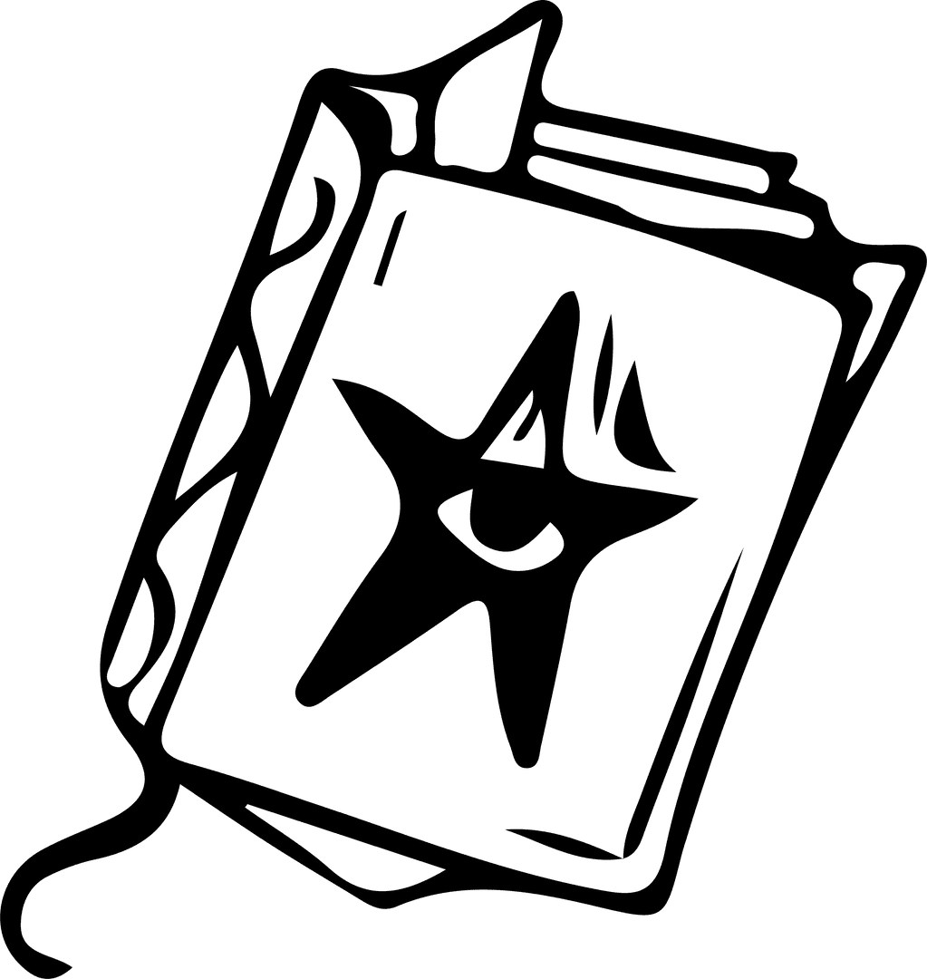 Minimalist Book Icon with Star Emblem in Black on Transparent Background