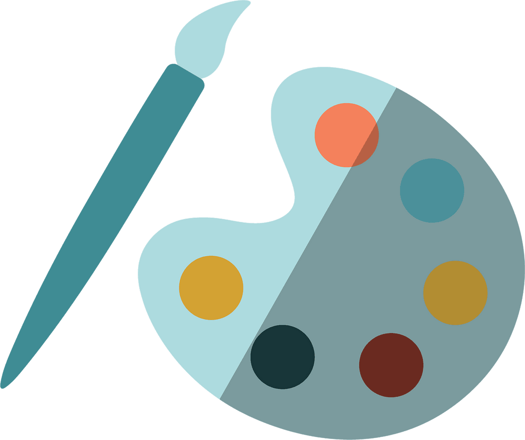 Transparent Art Palette with Brush Illustration for Digital Creativity