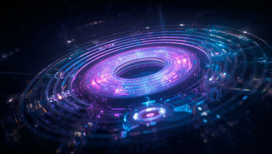Futuristic Digital Interface with Holographic Neon Rings