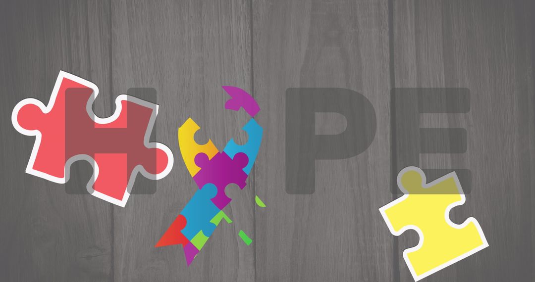 Colorful puzzle ribbon for autism awareness