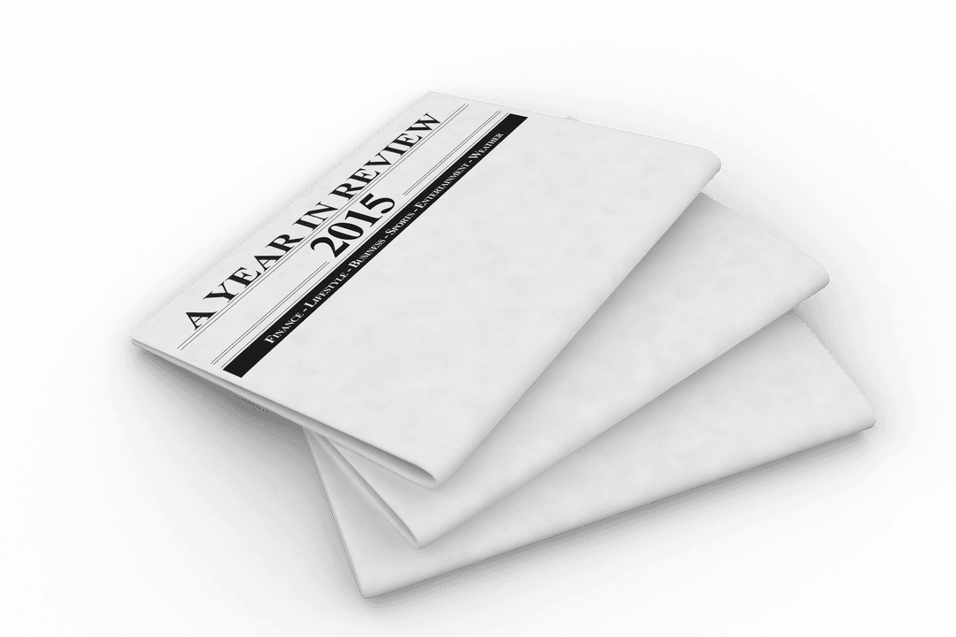 Transparent Newspaper Illustration 2015 Year in Review for Digital Use