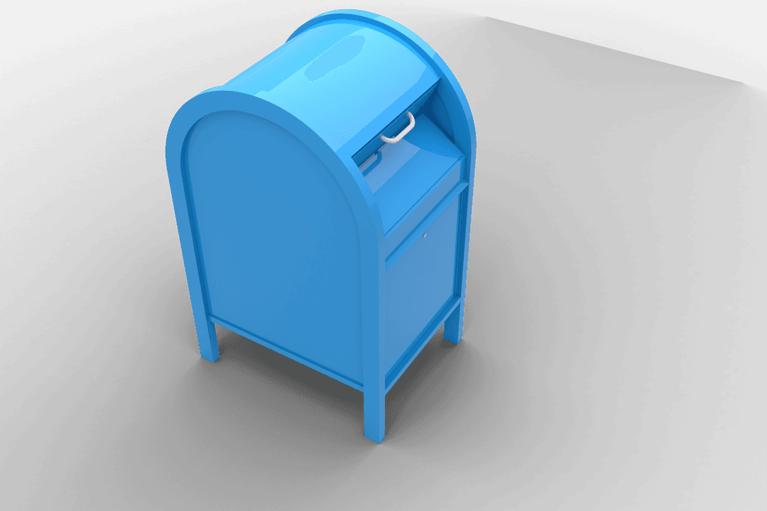 Blue Wastebasket on Transparent Background for Recycling Concept