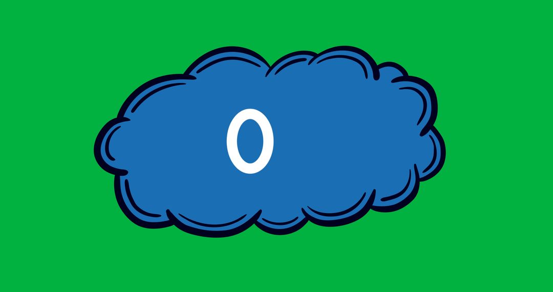 Digital Blue Cloud Icon with Dynamic Zero on Green Background 4K