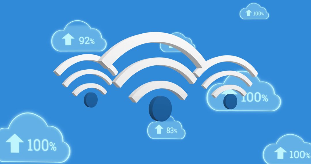 Digital Clouds and WiFi Icons Representing Connectivity