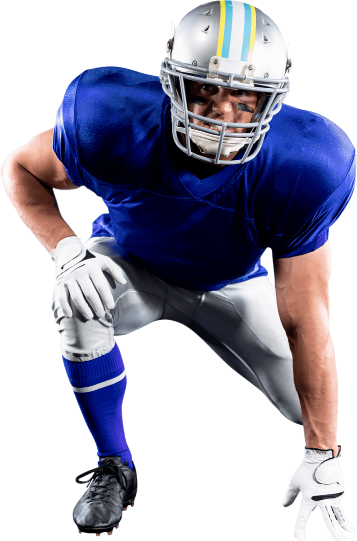 Transparent American Football Player Kneeling Mid-Action Pose