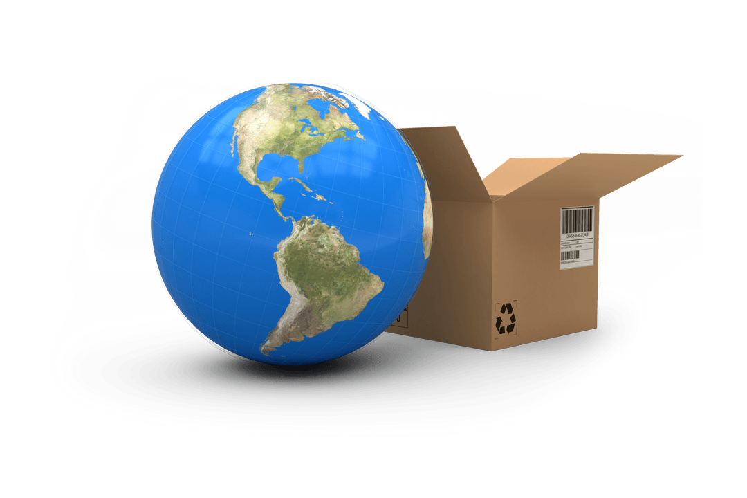 Transparent World Coming Out of Brown Courier Box