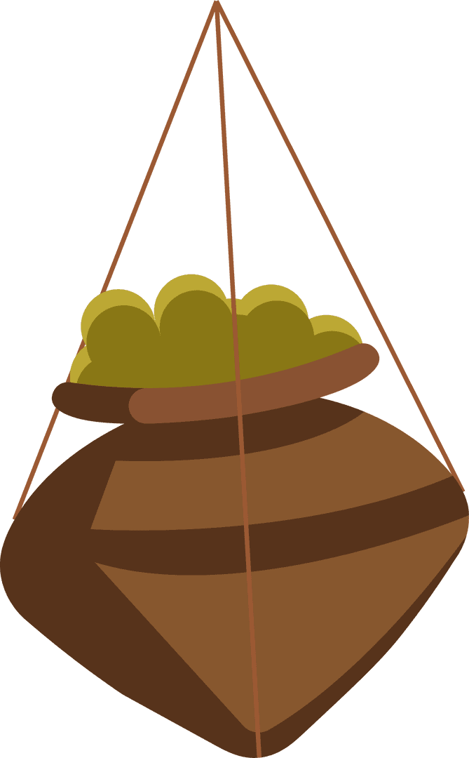 Vintage Earthenware Pot with Fruits on Transparent Flat Backdrop