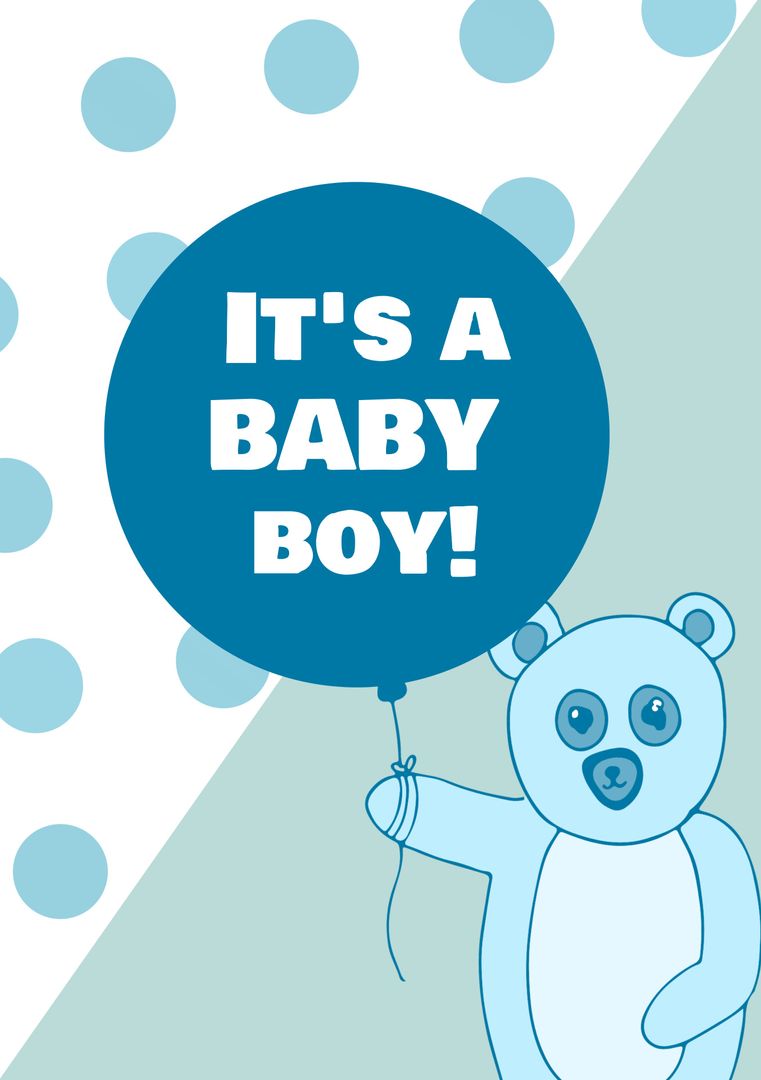 Blue Teddy Bear Announcing Baby Boy Arrival - Download Free Stock Templates Pikwizard.com