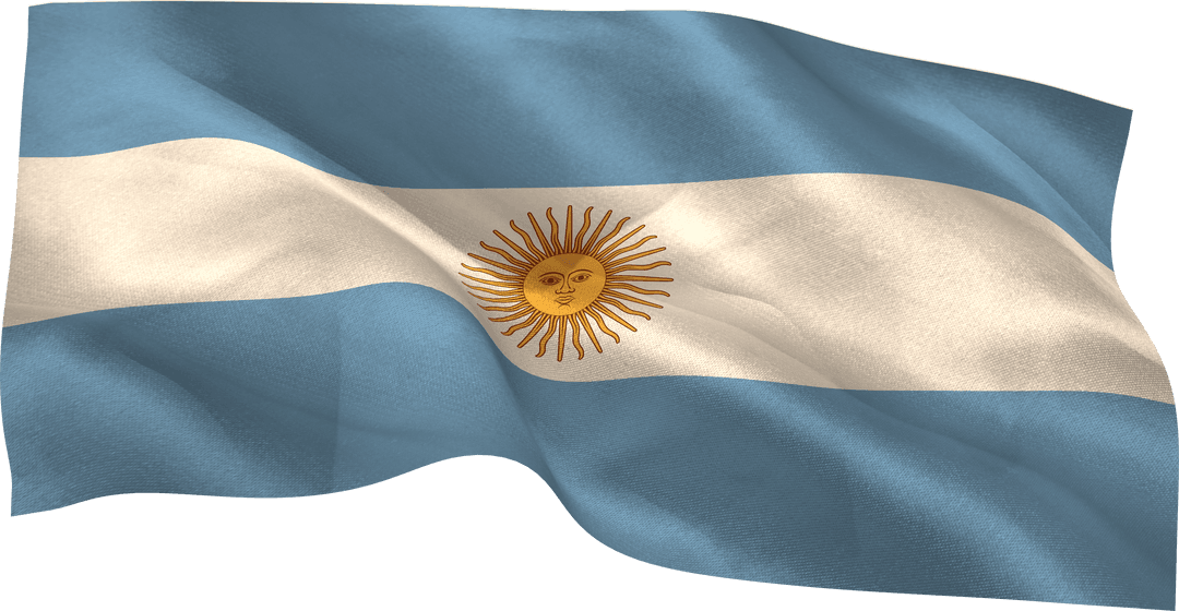 Argentina Flag Waving Transparent Background Vector Illustration