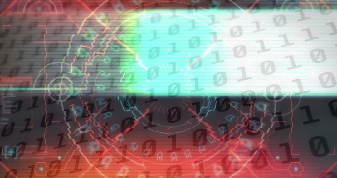 Technological Interface with Binary Code Overlay and Scanning Elements