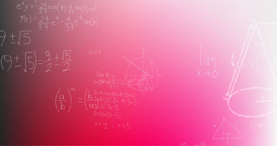 Chalkboard Mathematical Formulas on Gradient Pink Background