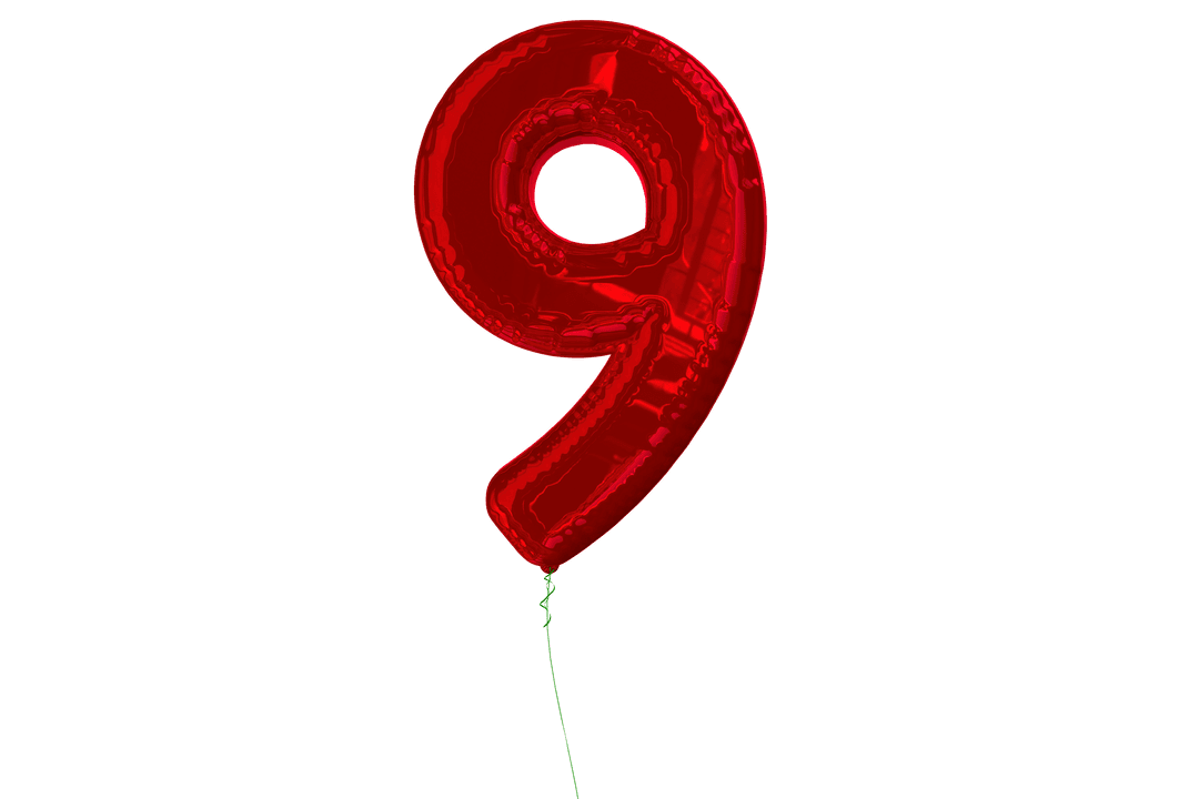 Red Number 9 Birthday Balloon Transparent Background