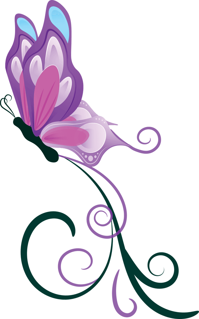 Colorful Butterfly Illustration on Transparent Background for Nature Design