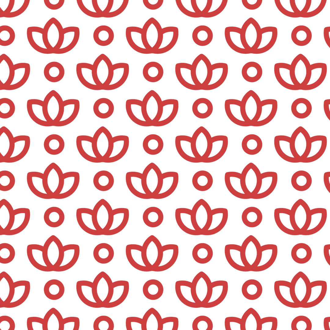 Seamless red lotus pattern on transparent background