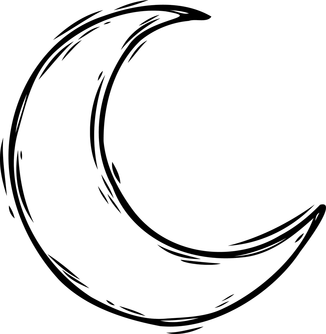 Whimsical Crescent Moon Illustration on a Transparent Background