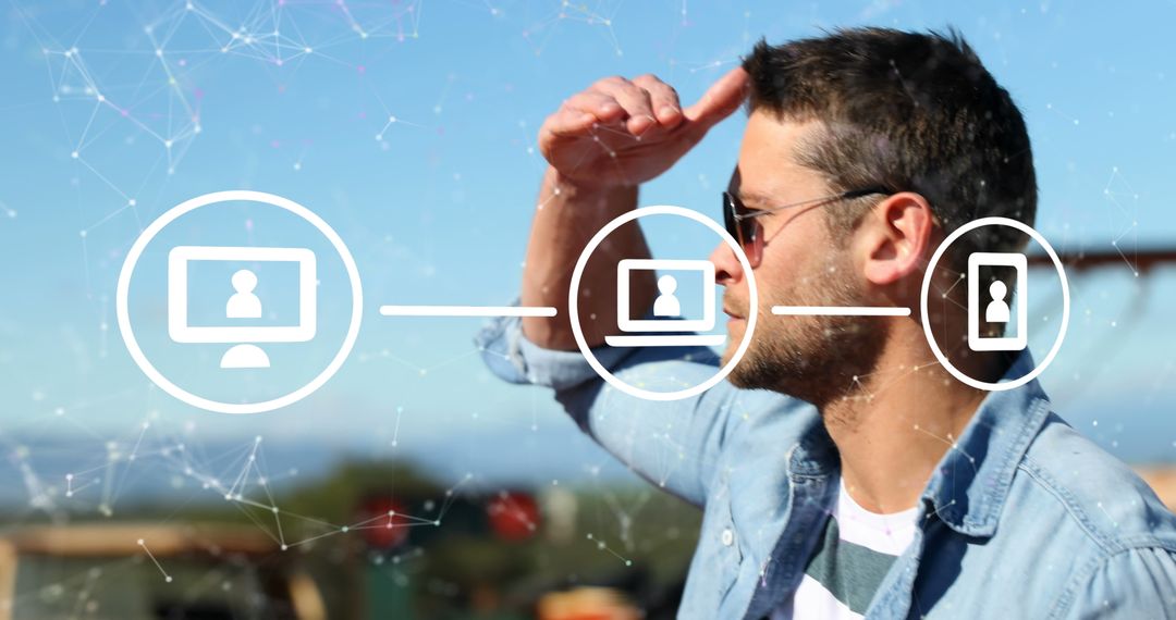 Caucasian Man Utilizing Advanced Network Technology