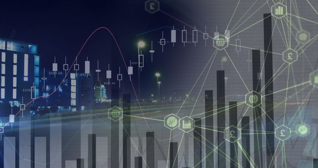 Digital Interface Over Cityscape with Data Interactions