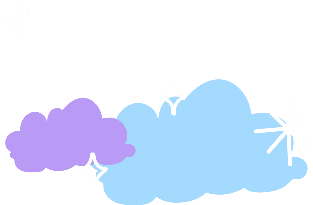 Whimsical Pastel Clouds with Sparkles on Transparent Background