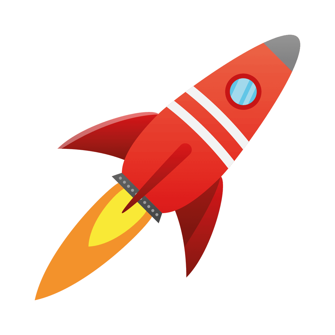 Red Space Rocket on Transparent Background for Aerospace Design