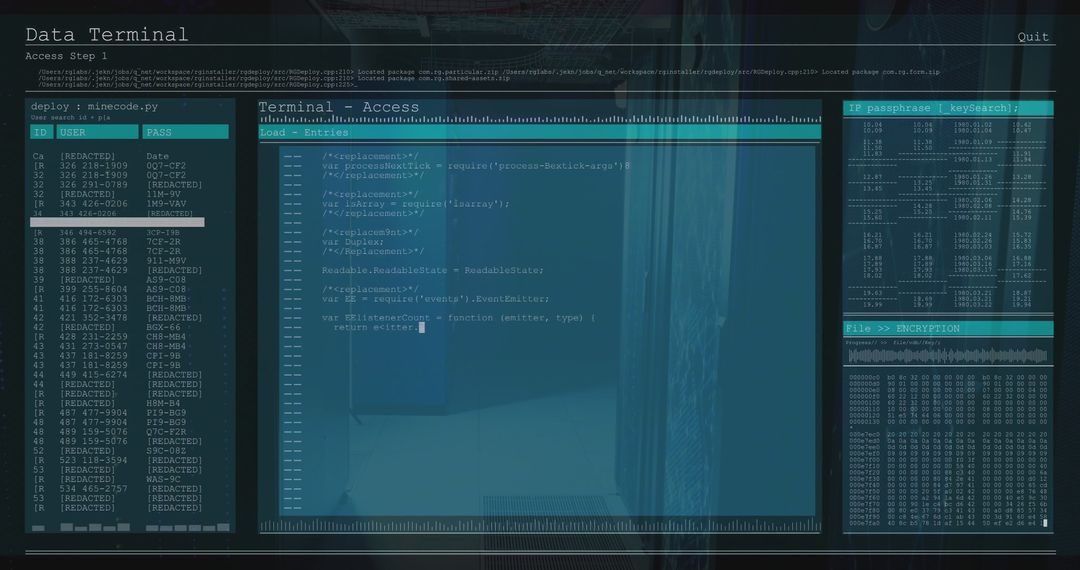 Data Terminal Interface for Encryption and Network Analytics