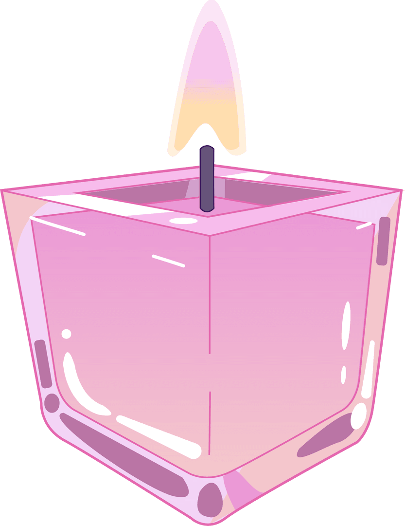Transparent Pink Cube Candle Glow Minimalist Decor