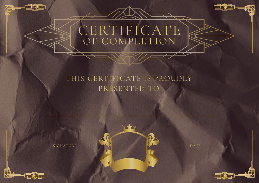 Elegant Certificate of Completion Template with Classic Design - Download Free Stock Templates Pikwizard.com