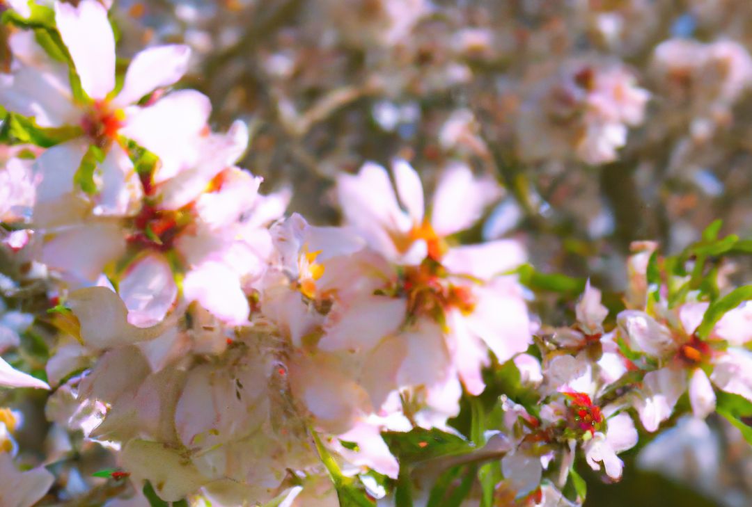 Close up of almond tree over blurred background created using generative ai technology - Free Images, Stock Photos and Pictures on Pikwizard.com