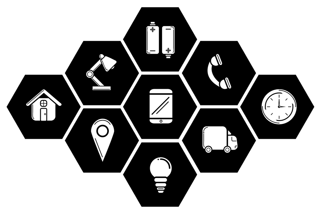 Transparent Hexagonal Icons of Tech and Daily Objects Collection - Download Free Stock Images Pikwizard.com
