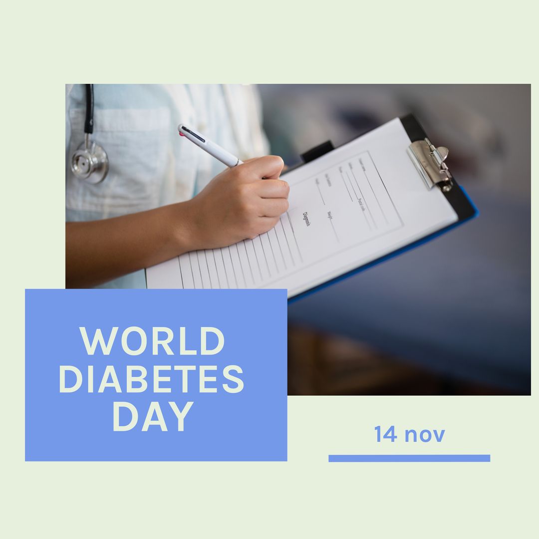 World Diabetes Day Awareness Concept with Doctor Holding Clipboard