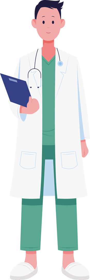 Friendly Male Doctor Vector Illustration on Transparent Background