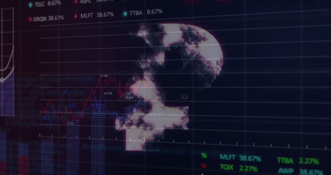 Digital Rouble Symbol with Financial Data Overlay