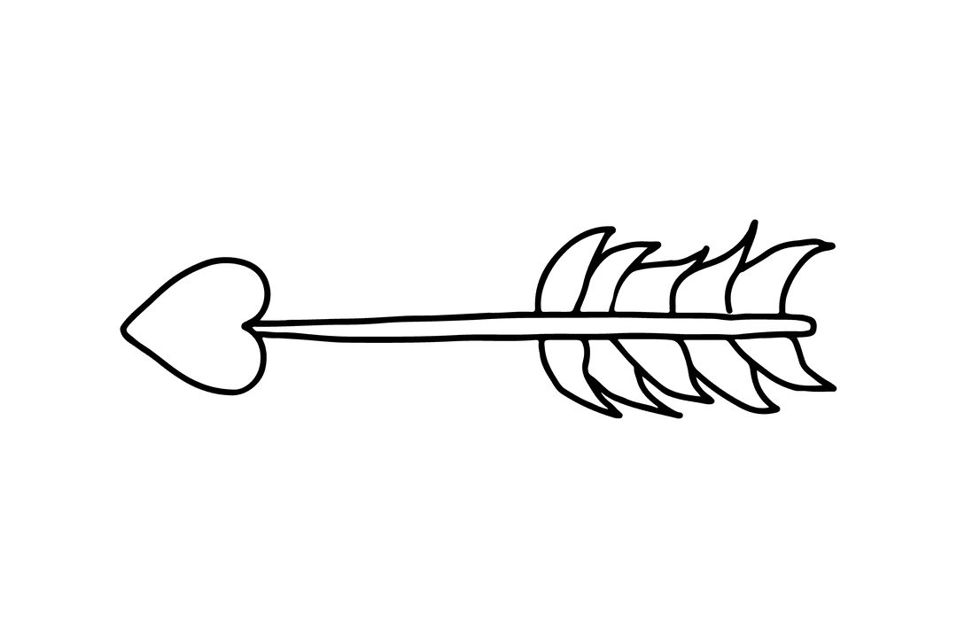 Black Arrow with Heart Illustration on Transparent Background