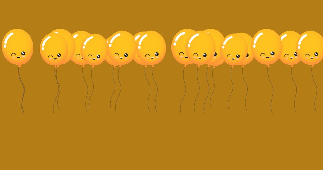 Cartoon Orange Balloons with Smiling Faces on Orange Background