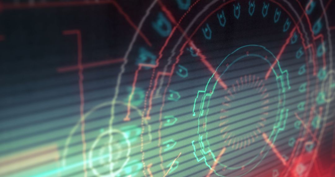 Futuristic Digital Scanner with Neon Lights and Glitch Effects