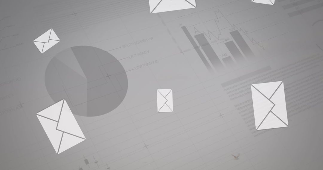Digital Mail Icons Overlapping Business Data Visualizations