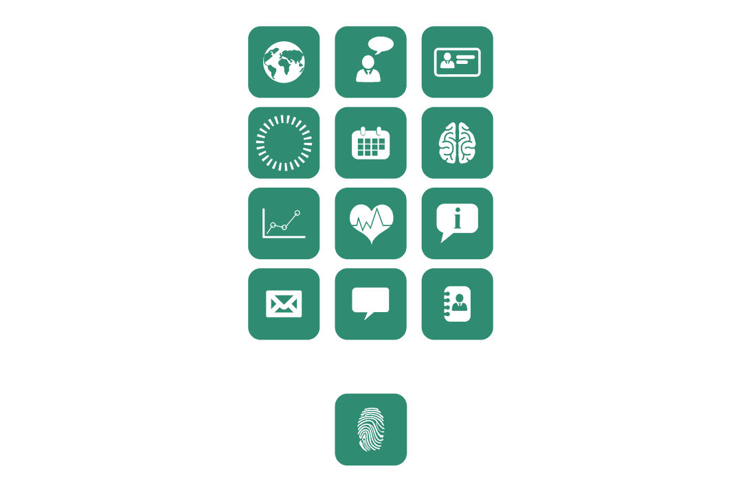 Transparent Digital Interface with Business Icons